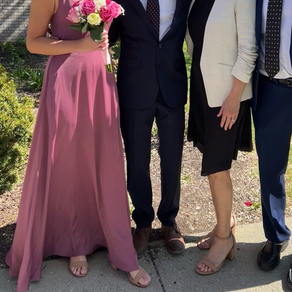 Size 4 chianti satin one-shoulder bridesmaid dress davids bridal STYLE# F20099 - Picture 4 of 4